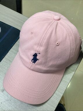 Ralph Lauren Light Pink Baseball Cap with Navy Pony